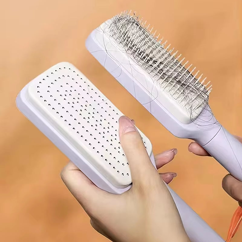 Self-Cleaning Hairbrush with Scalp Massage