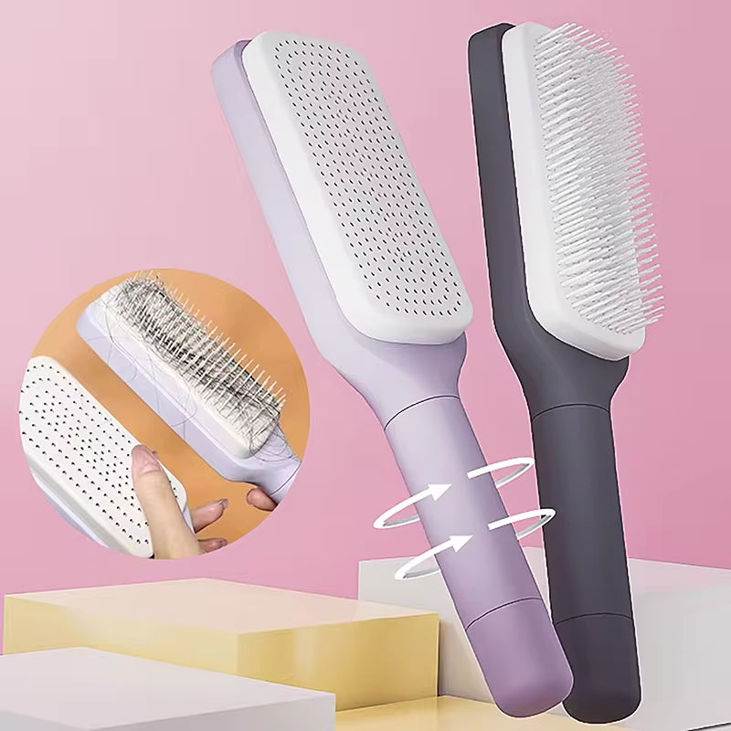 Self-Cleaning Hairbrush with Scalp Massage