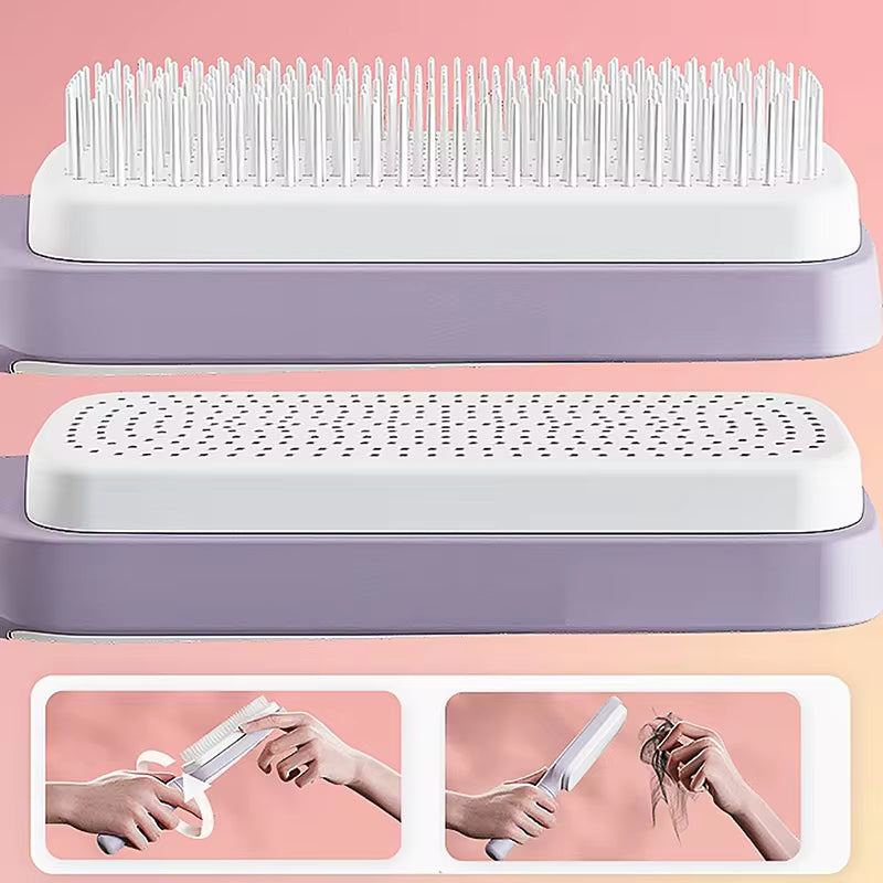 Self-Cleaning Hairbrush with Scalp Massage