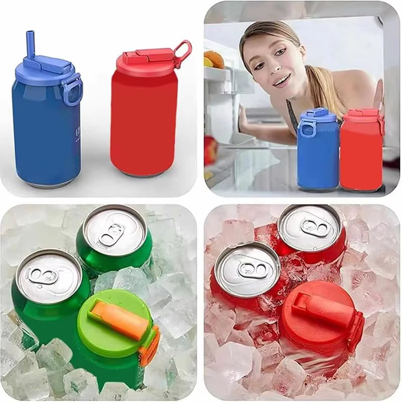 Portable Soda Can Lid with Straws