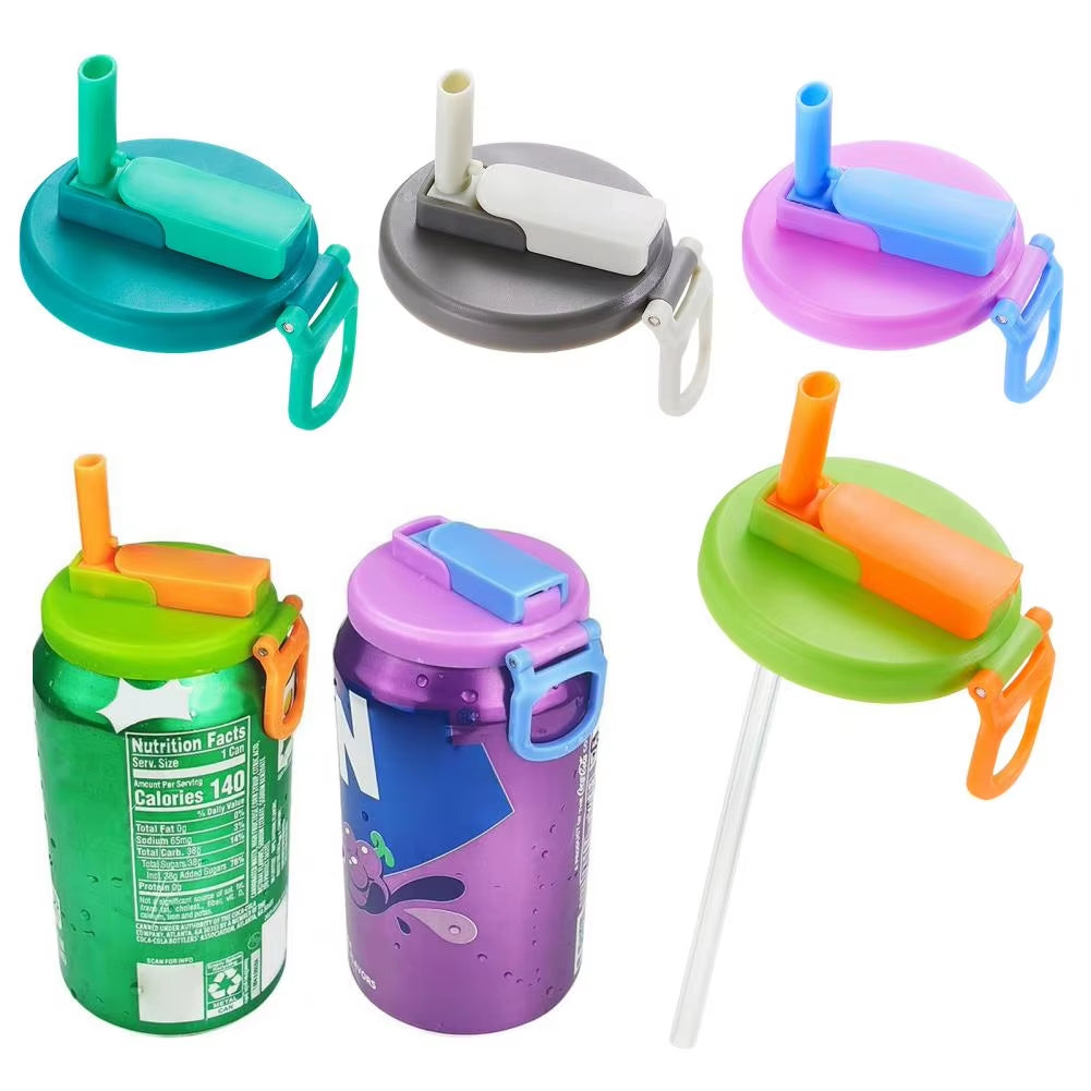 Portable Soda Can Lid with Straws